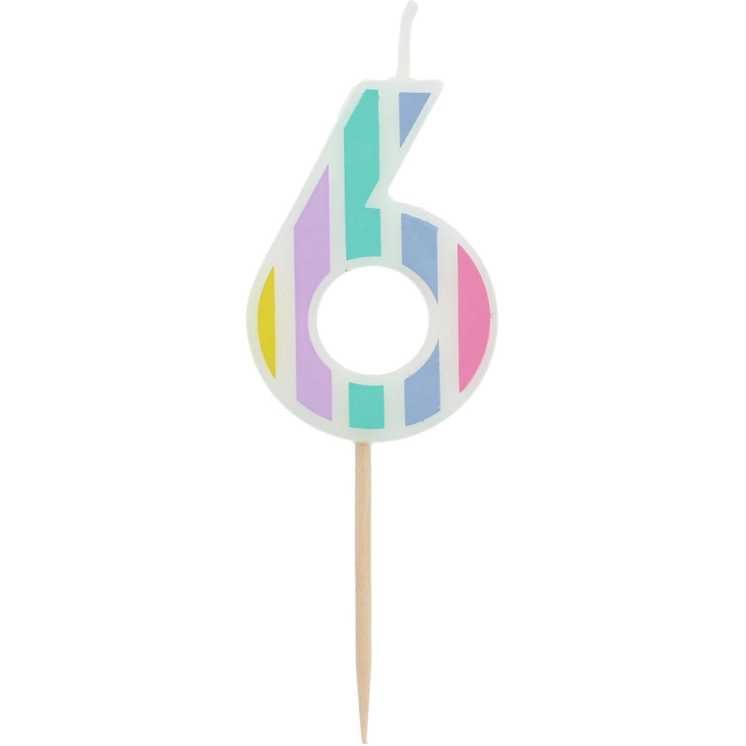 Candle Pastel Number 6 Multicolour - PartyExperts