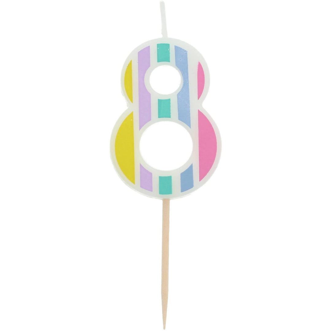 Candle Pastel Number 8 Multicolour - PartyExperts