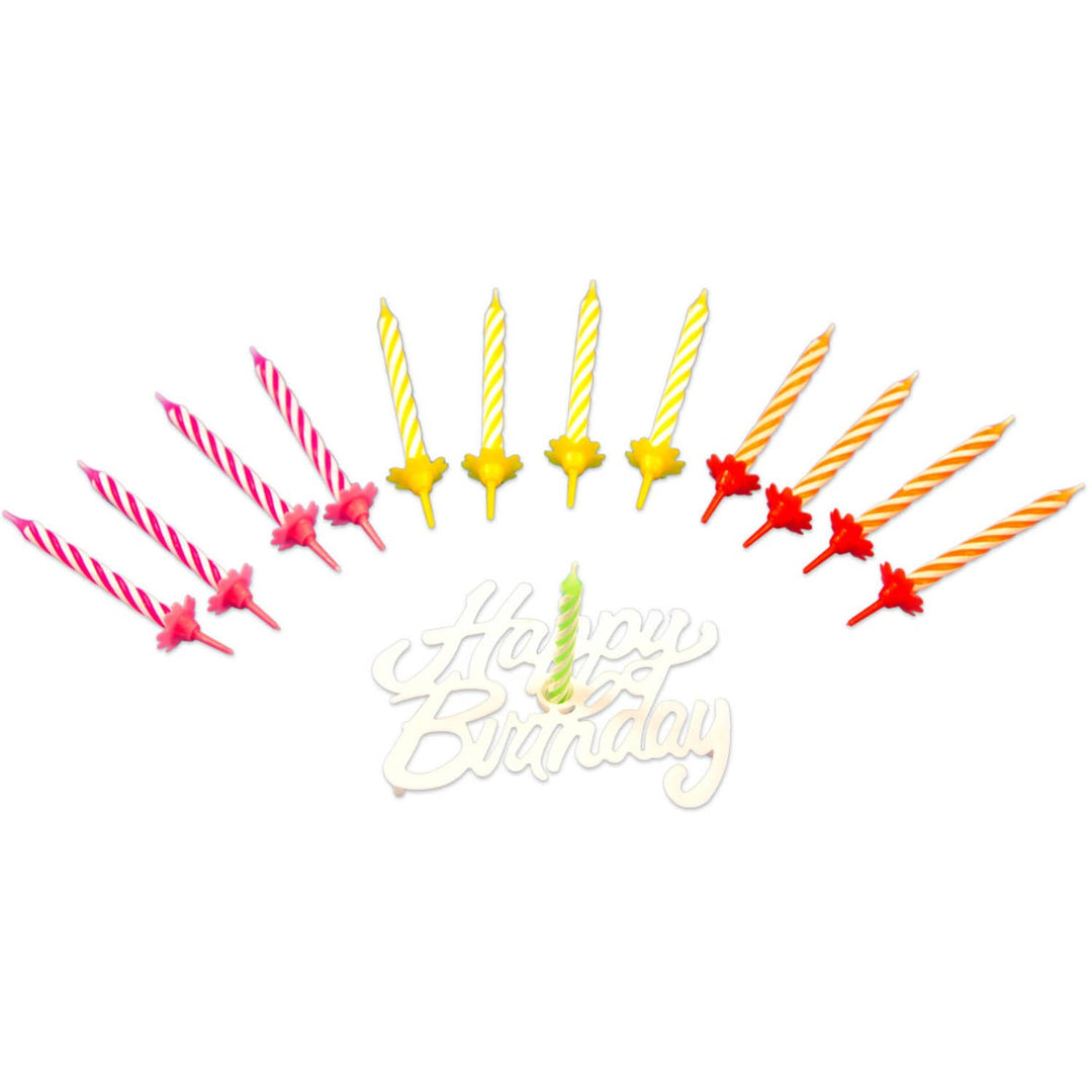 Candle Set Happy Birthday - 12 pieces - PartyExperts