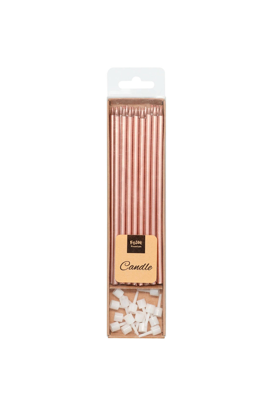 Candles Rose Gold Metallic 15cm - 16 pieces - PartyExperts