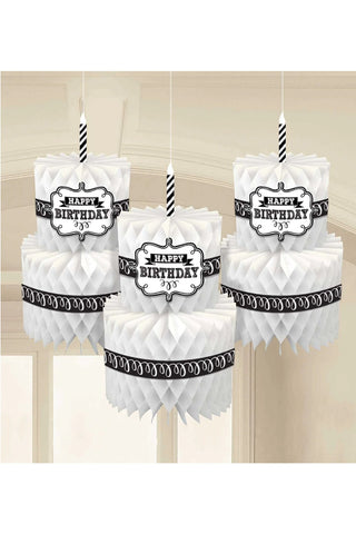 Chalkboard Birthday Honeycomb Cake Decorations 3pcs - PartyExperts
