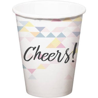 Cheers Pearl White Disposable Cups - PartyExperts