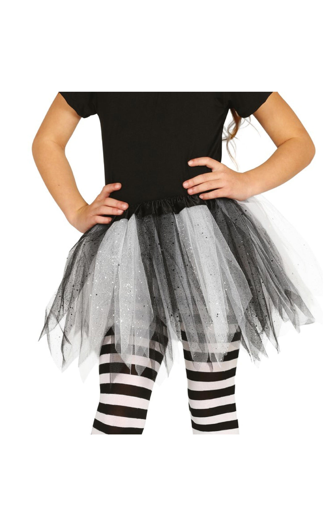 CHILD GLOSSY BLACK/WHITE TUTU - PartyExperts