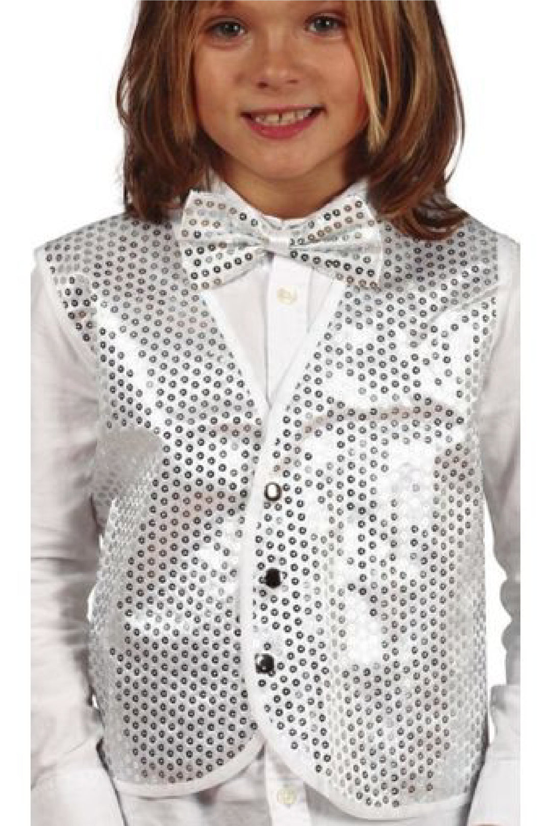 CHILD SILVER SEQUIN VEST - PartyExperts