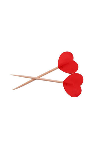 Cocktail Picks Red Hearts 6,5cm /50 - PartyExperts