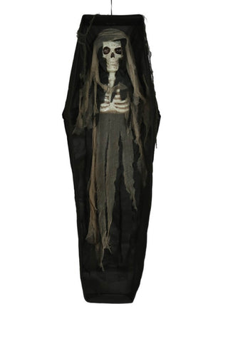 COFFIN WITH SKELETON HANGING 160 CMS - PartyExperts