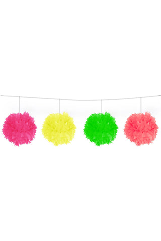 Colourful Neon Pompom Garland - PartyExperts