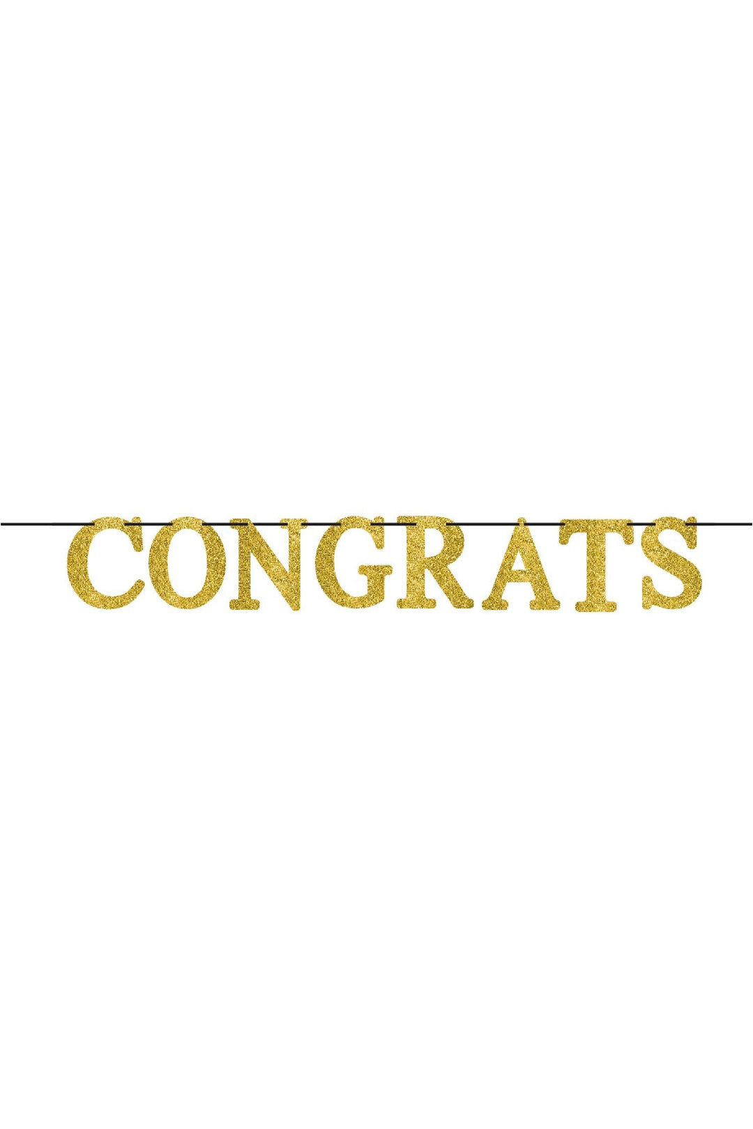 Congrats Gold Letter Glitter Banner - PartyExperts