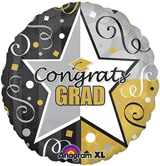 Congrats Grad Star Foil Balloon 32in - PartyExperts