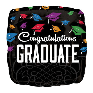 Congrats Graduate Black Foil Balloon BIG 28 inch - PartyExperts