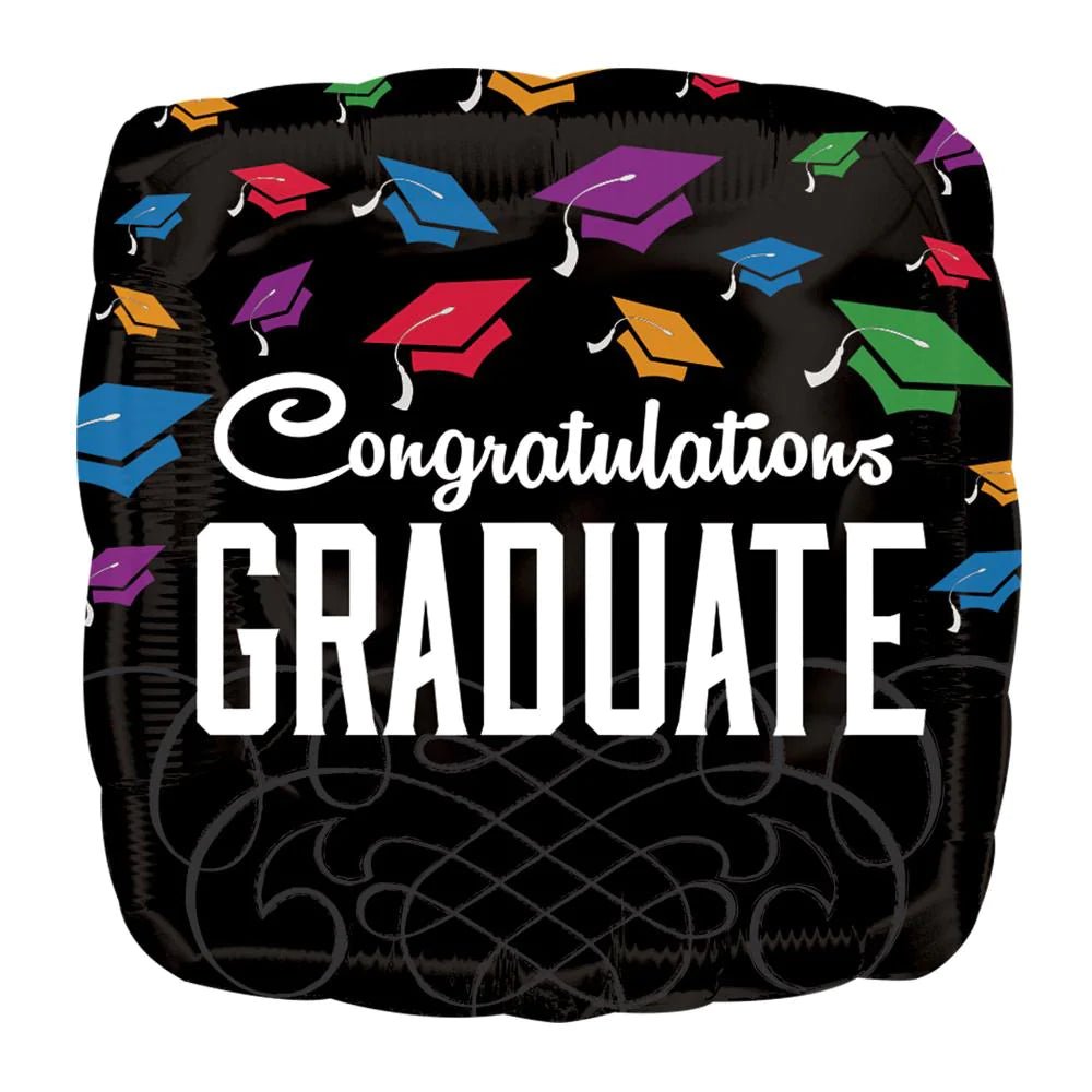 Congrats Graduate Black Foil Balloon BIG 28 inch - PartyExperts