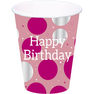 Cups Glossy Pink 'Happy Birthday' - PartyExperts