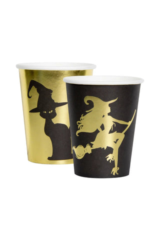 Cups Paper Golden Witch - 8 pieces - PartyExperts