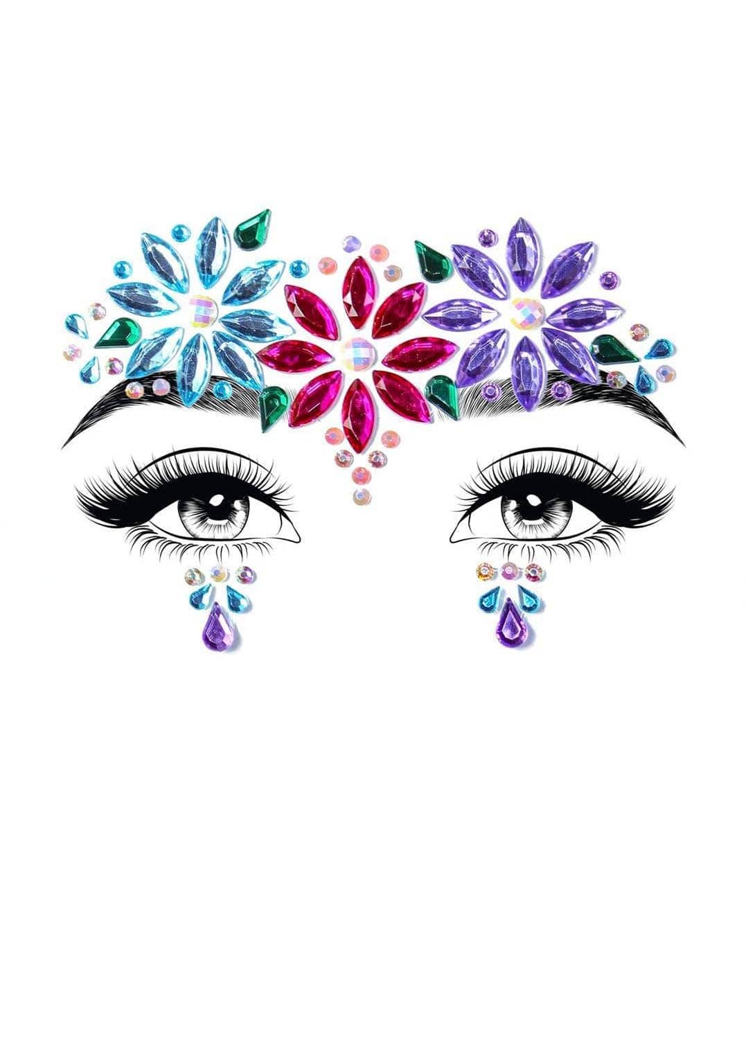 Dahlia adhesive face jewels sticker..