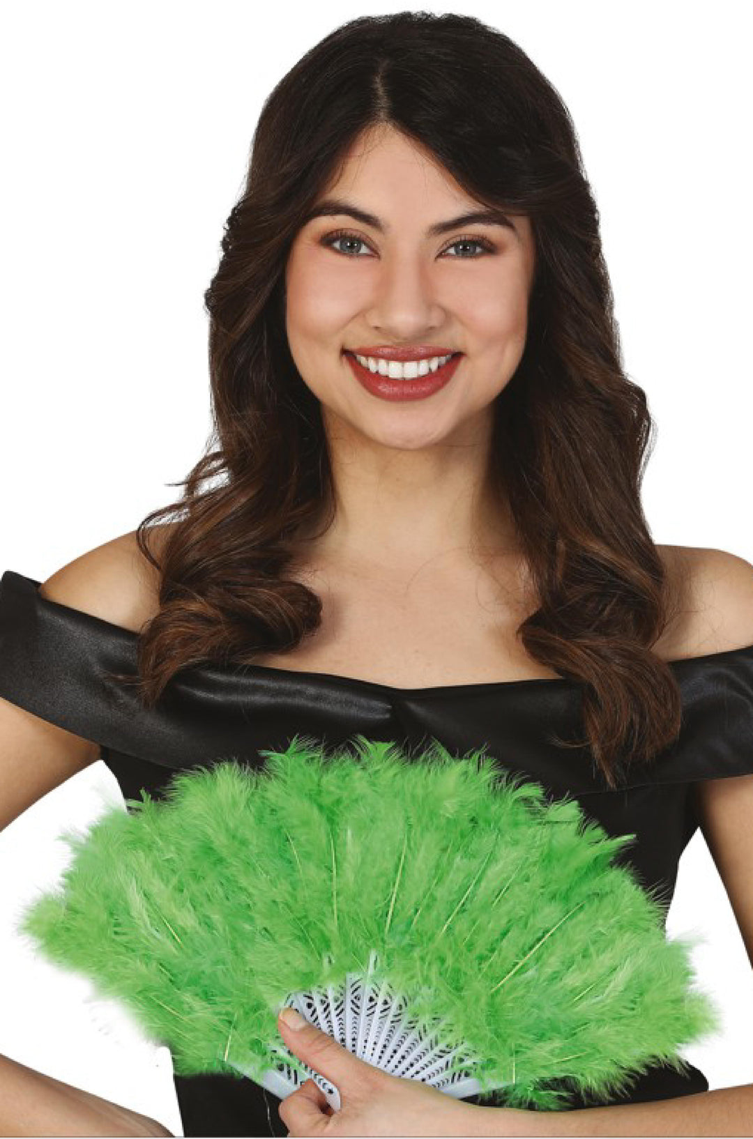 DARK GREEN FEATHER FAN 16 BLADES - PartyExperts