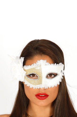 Decorated White Mask with Flower.