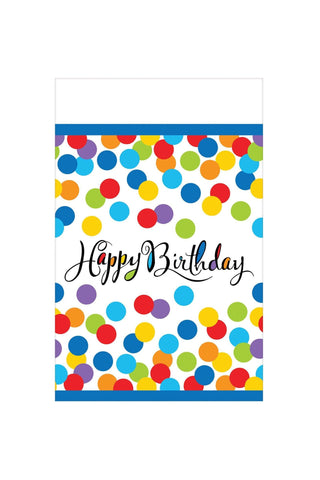 Disposable Confetti Bash Plastic Birthday Table Cover Tablecover, 54" x 102", Multi Color - PartyExperts