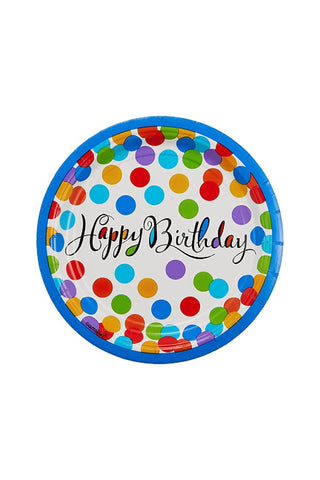 Disposable Confetti Bash Round Plates Party Decor, Multicolor, 7", 18ct - PartyExperts