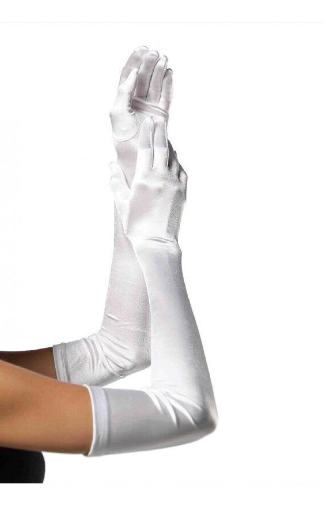 EXTRA LONG SATIN GLOVES O/S WHITE - PartyExperts