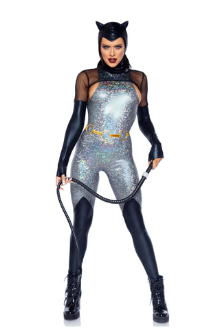 Feline Felon Villain Catsuit Costume - PartyExperts