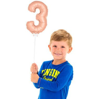 Figure Balloon XS Rose Gold Number 3 - PartyExperts