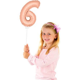 Figure Balloon XS Rose Gold Number 6 - PartyExperts