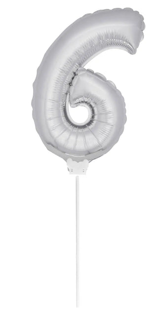 Figure Balloon XS Silver Number 6 - PartyExperts