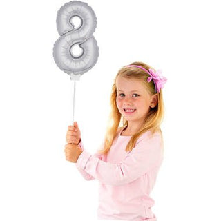 Figure Balloon XS Silver Number 8 - PartyExperts