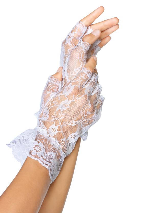 Fingerless Lace Ruffle Gloves.