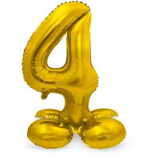 Foil Balloon with Base Number 4 Gold - PartyExperts
