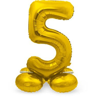 Foil Balloon with Base Number 5 Gold - PartyExperts