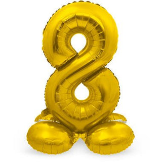 Foil Balloon with Base Number 8 Gold - PartyExperts