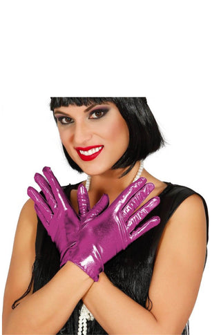 Fuchsia Metallic Gloves.
