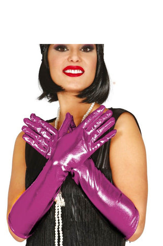 Fuchsia Metallic Long Gloves.