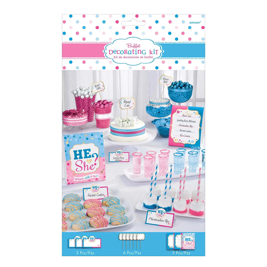 Gender Reveal Buffet Decorating Kit - PartyExperts
