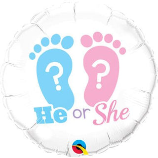 Gender Reveal Foil Balloon 'He or She' - PartyExperts