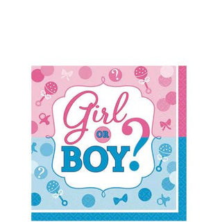 Girl Or Boy? Beverage Tissues 16pcs 9inch - PartyExperts