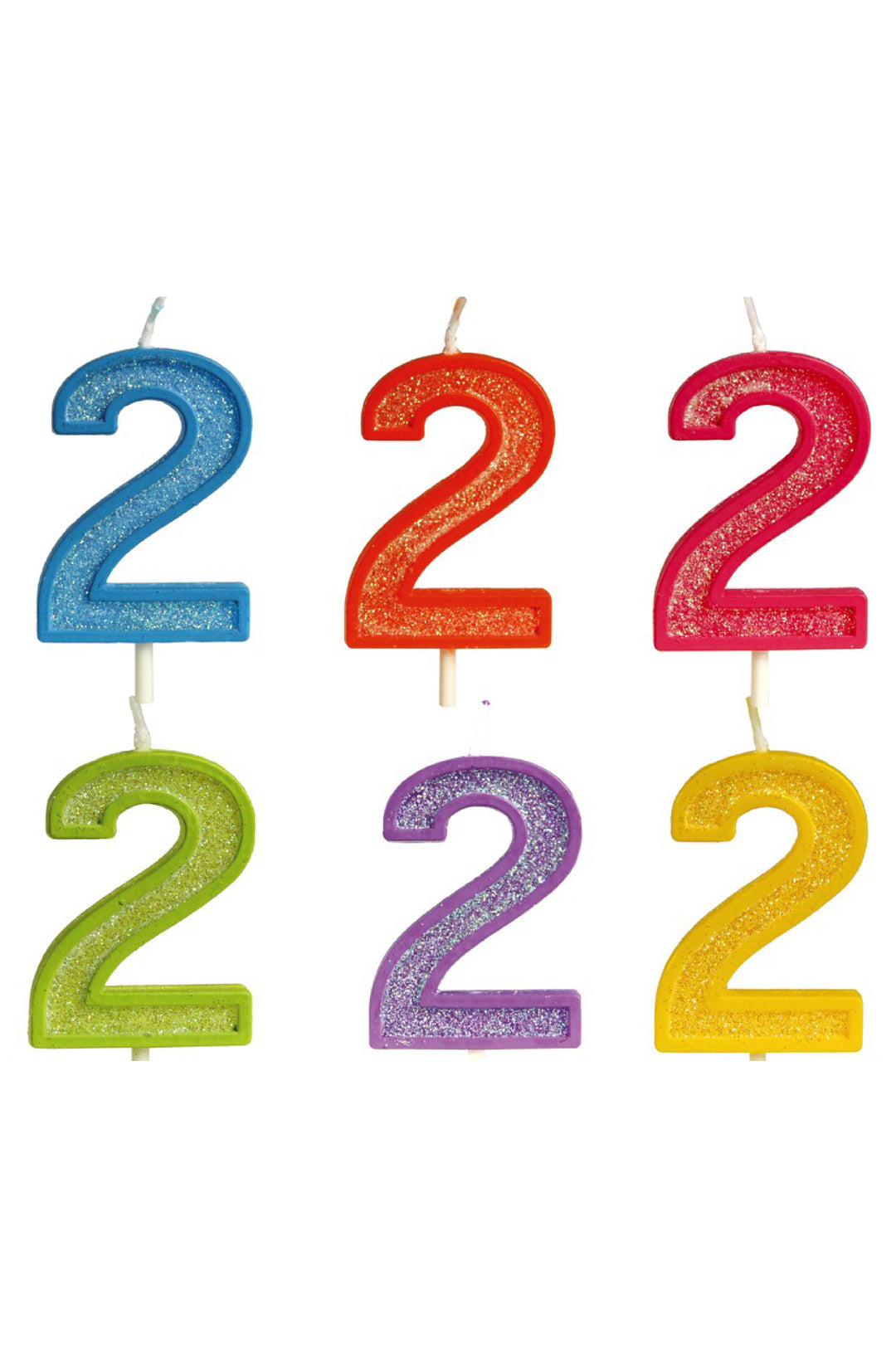 Glittered Candle NO.2 Assorted Colors - PartyExperts