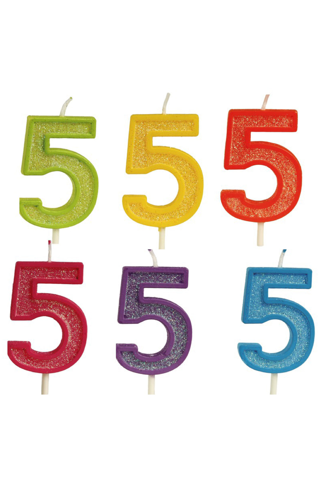 Glittered Candle NO.5 Assorted Color - PartyExperts