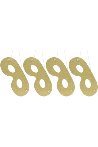 Gold coloured Glitter Masks - 4 pieces - PartyExperts