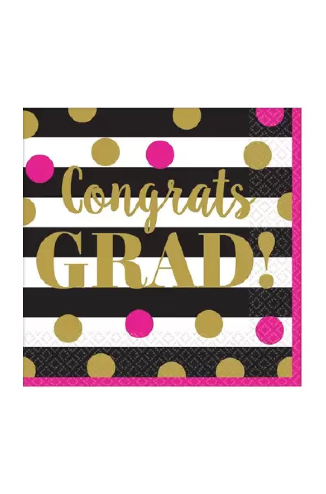 Gold Confetti Grad Beverage Napkins - PartyExperts