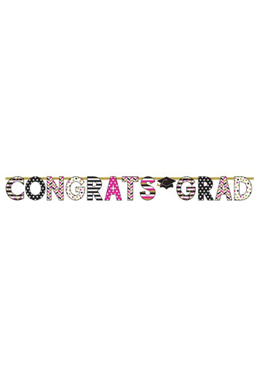 Gold Confetti Grad Giant Letter Banner - PartyExperts