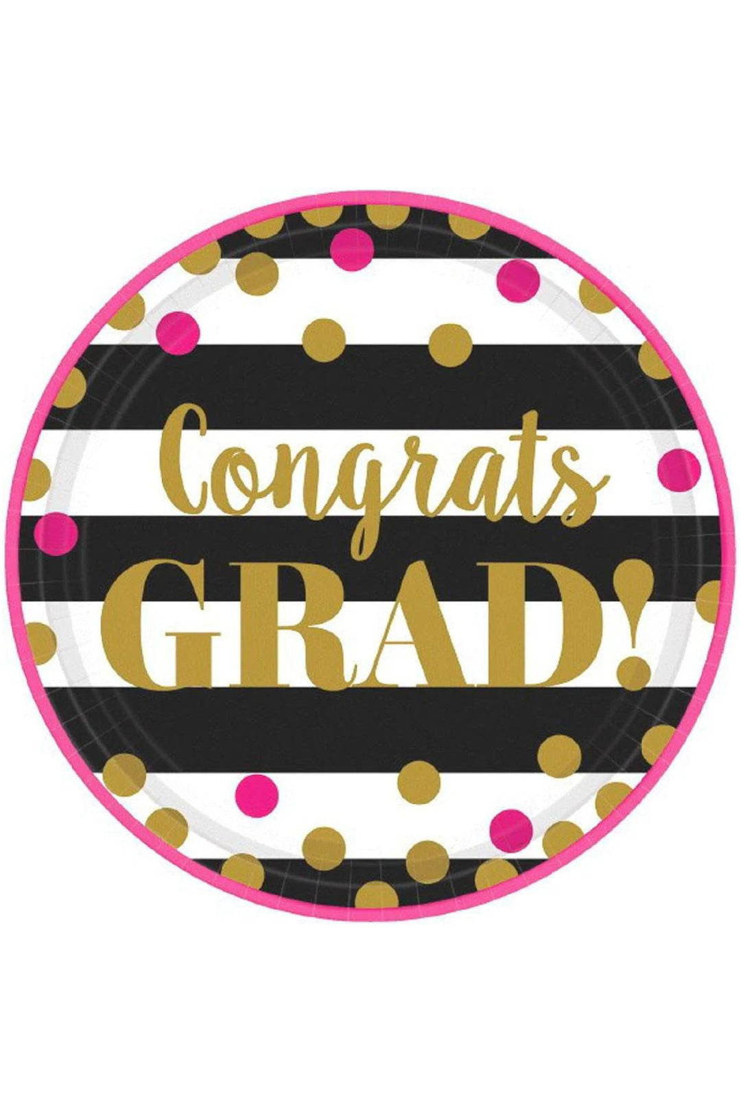 Gold Confetti Grad Paper Plates - PartyExperts