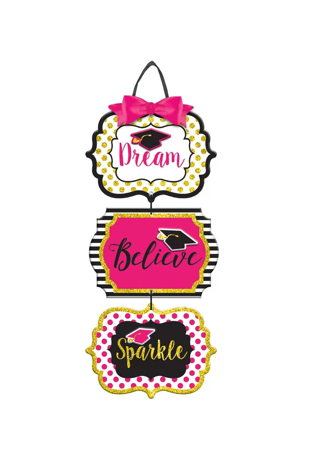 Gold Confetti Grad Sparkle Glitter Sign - PartyExperts