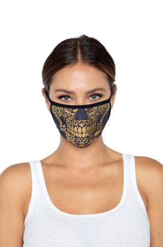 Gold Foil Skull Face Mask - PartyExperts