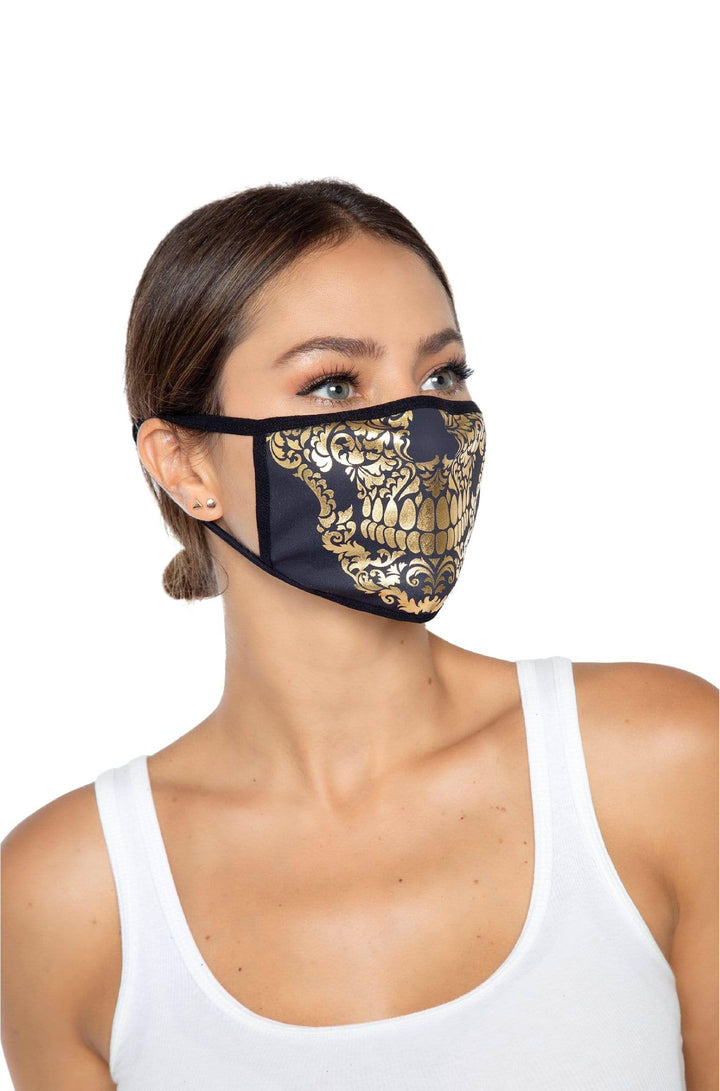 Gold Foil Skull Face Mask - PartyExperts