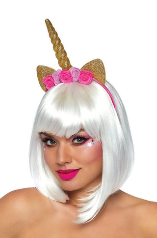Golden Unicorn Flower Crown Headband - PartyExperts