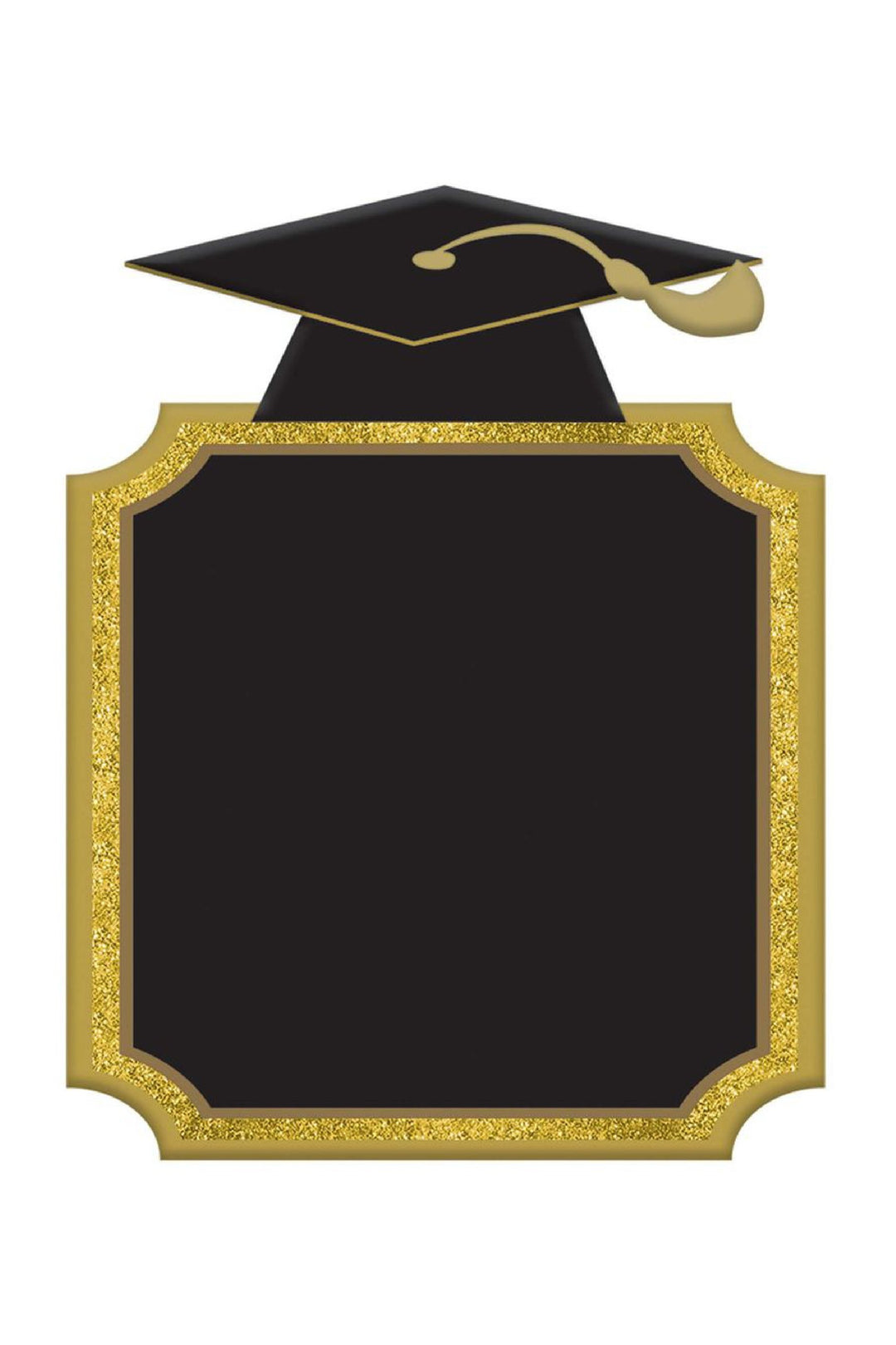 grad chalkboard glitter sign with cap - PartyExperts