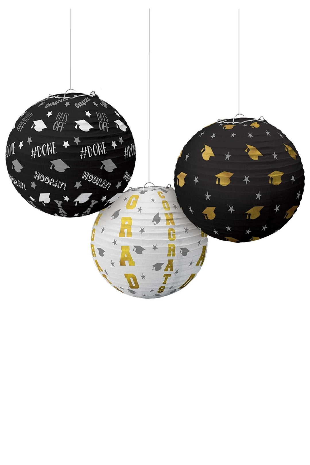 grad hot stamped paper lantern(3 pcs) - PartyExperts