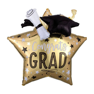 Graduation Star, Cap & Diploma Multi-Balloon 71cm - PartyExperts